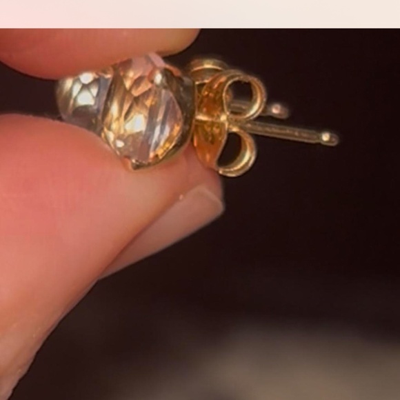 Gorgeous 14k/10k yellow gold natural aquamarine stud earrings - Picture 4 of 7